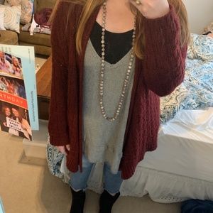 Gray flowy thermal sweater